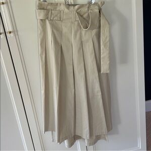 Asymmetrical Beige Pleated Skirt